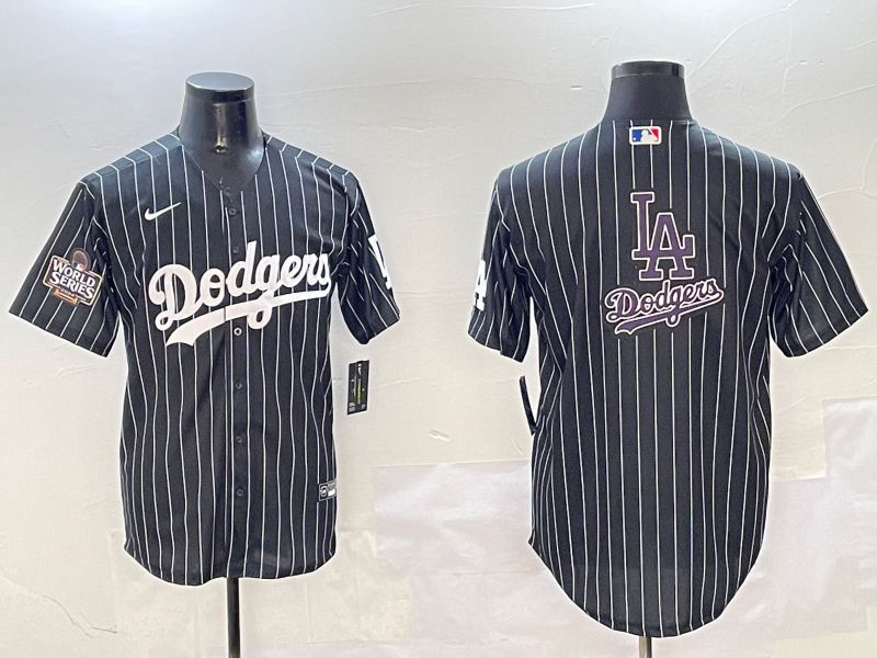 Men Los Angeles Dodgers Blank Black Stripe Jointly Name 2025 Nike MLB Jersey style 18
